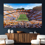 64238859-SEG-FC-51X34_Oversize_Oversize-Neyland Stadium Wall Art – Panoramic Tennessee Volunteers Power T Checkerboard Crowd Canvas Print, Day Game Football Band Sports