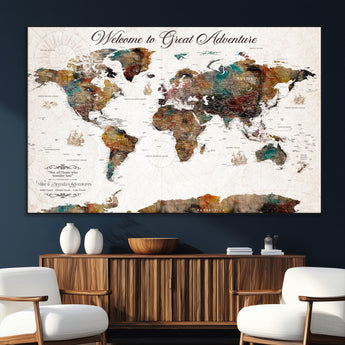 67029173-SEG-FC-51X34_Oversize_Oversize-Personalized World Map Wall Art – Colorful Vintage Adventure Travel Map with Custom Couple Names, Rustic Wall Decor for Home,