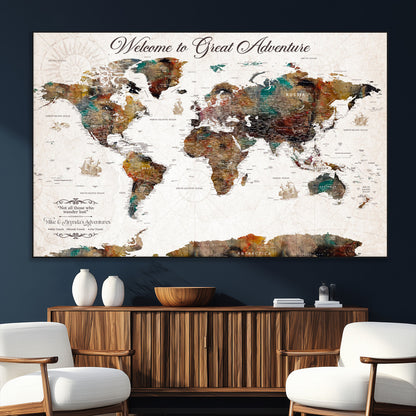 67029173-SEG-FC-51X34_Oversize_Oversize-Personalized World Map Wall Art – Colorful Vintage Adventure Travel Map with Custom Couple Names, Rustic Wall Decor for Home,