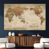 31874045-SEG-FC-51X34_Oversize_Oversize-Personalized World Map Wall Art – Vintage Earth Tone Adventure Map with Custom Family Names, Rustic Travel Decor for Home, Couples