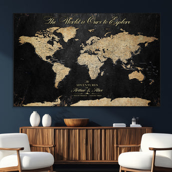 98947257-SEG-FC-51X34_Oversize_Oversize-Personalized World Map Wall Art – Vintage Black Adventure Travel Map with Custom Names, Elegant Push Pin Canvas for Couples Home