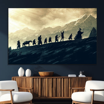 76547-SEG-FC-51X34_Oversize_Oversize-Fellowship Journey Wall Art Canvas Print, Framed LOTR Art Picture Print, Middle Earth Perfect Tolkien Fantasy Decor Artwork