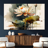 46359-SEG-FC-51X34_Oversize_Oversize-Lotus Blossom Wall Art Canvas Print, Framed Water Lily Art Picture Print, Zen Flower Perfect Zen Botanical Decor Artwork