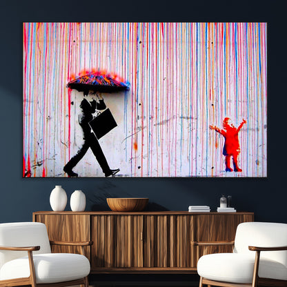 69505-MGV-CV-36X24-Graffiti Girl Wall Art Canvas Print, Framed Urban Contrast Art Picture Print, Vibrant Graffiti Perfect Urban Pop Decor Artwork