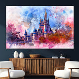 15129-MGV-CV-36X24-Disney Castle Wall Art Canvas Print, Framed Cinderella Palace Art Picture Print, Fantasy Kingdom Perfect Whimsical Fairytale Decor