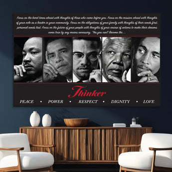 45112-SEG-FC-51X34_Oversize_Oversize-Black Icons Wall Art Canvas Print, Framed Thinker Art Picture Print, Motivational Quote Perfect Cultural Modern Decor Artwork