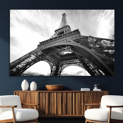 40006-SEG-FC-51X34_Oversize_Oversize-Eiffel Tower Wall Art – Black and White Architectural Photo Print, Paris Inspired Decor for Bedroom, Office, Studio or Modern
