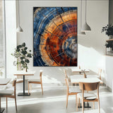 38379387-SEG-FC-90X60_Oversize_Oversize-Tree Rings Wall Art Canvas Print, Framed Wood Texture Art Picture Print, Blue Grain Perfect Earthy Modern Decor Artwork