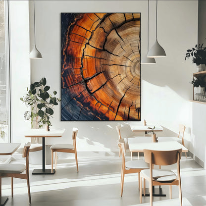 33751185-MGV-CV-24X36-Tree Rings Wall Art Canvas Print, Framed Wood Detail Art Picture Print, Rustic Texture Perfect Rustic Warm Decor Artwork