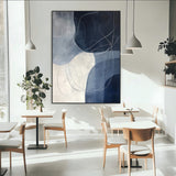 62566633-MGV-CV-24X36-Navy Abstract Wall Art Canvas Print, Framed Minimal Lineart Art Picture Print, Abstract Shapes Perfect Minimalist Abstract Decor