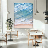 81208260-SEG-FC-51X34_Oversize-Aerial Ocean Wall Art Canvas Print, Framed Blue Waves Art Picture Print, Sandy Shoreline Perfect Modern Coastal Decor Artwork