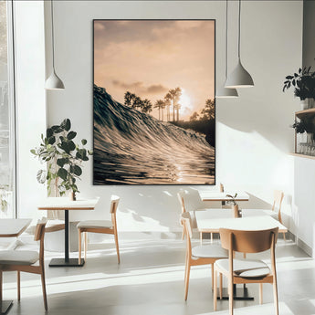 50270635-SEG-FC-51X34_Oversize-Golden Hour Ocean Wall Art Canvas Print, Framed Beach Sunset Art Picture Print, Palm Trees Perfect Tropical Coastal Decor Artwork