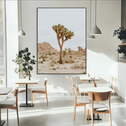80210318-MGV-CV-24X36-Joshua Tree Wall Art Canvas Print, Framed Desert Minimalism Art Picture Print, Neutral Earth Tones Perfect Southwestern Minimalist