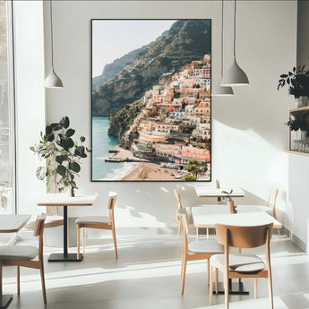28897019-MGV-CV-24X36-Positano Coastline Wall Art Canvas Print, Framed Amalfi Architecture Art Picture Print, Italian Riviera Perfect Mediterranean