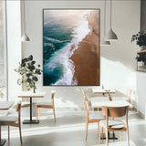 46042804-MGV-CV-24X36-Aerial Beach Wall Art Canvas Print, Framed Coastal Waves Art Picture Print, Turquoise Ocean Perfect Modern Coastal Decor Artwork
