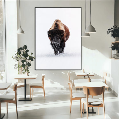 11394883-MGV-CV-24X36-Winter Bison Wall Art Canvas Print, Framed Rustic Wildlife Art Picture Print, Bold Animal Art Perfect Rustic Lodge Decor Artwork