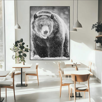 98050634-MGV-CV-24X36-Bison Portrait Wall Art Canvas Print, Framed Rustic Wall Accent Art Picture Print, Lodge Style Perfect Rustic Lodge Decor Artwork