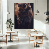 56758157-MGV-CV-24X36-Bison Portrait Wall Art Canvas Print, Framed Rustic Wall Accent Art Picture Print, Lodge Style Perfect Rustic Lodge Decor Artwork