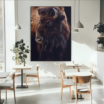 56758157-MGV-CV-24X36-Bison Portrait Wall Art Canvas Print, Framed Rustic Wall Accent Art Picture Print, Lodge Style Perfect Rustic Lodge Decor Artwork