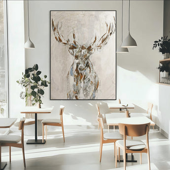 79642067-MGV-CV-24X36-Abstract Deer Wall Art Canvas Print, Framed Lodge Style Decor Art Picture Print, Rustic Animal Wall Perfect Lodge Cabin Style