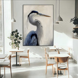 79581184-MGV-CV-24X36-Blue Heron Wall Art Canvas Print, Framed Elegant Wildlife Art Picture Print, Minimalist Bird Theme Perfect Coastal Minimalist
