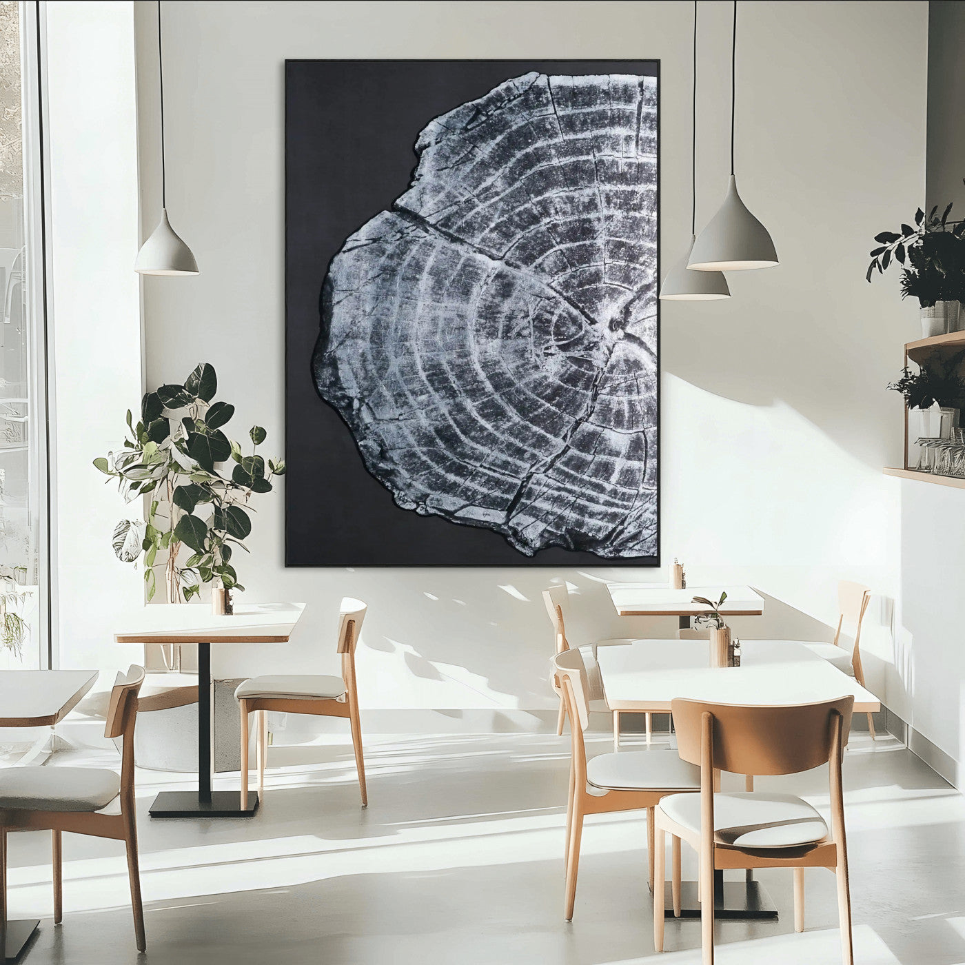 10432121-MGV-CV-24X36-Tree Ring Canvas Wall Art Canvas Print, Framed Rustic Wood Wall Art Picture Print, Botanical Tree Slice Perfect Modern Lodge Decor