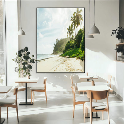 42984524-MGV-CV-24X36-Relaxing Beach Wall Art Canvas Print, Framed Ocean View Art Picture Print, Coastal Serenity Perfect Tropical Coastal Decor Artwork