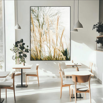 17571705-MGV-CV-24X36-Pampas Grass Wall Art Canvas Print, Framed Neutral Tones Art Picture Print, Minimalist Nature Perfect Boho Minimalist Decor