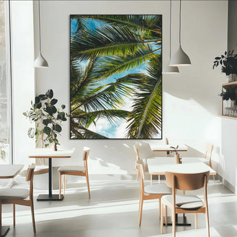 31086560-MGV-CV-24X36-Palm Leaves Wall Art Canvas Print, Framed Tropical Vibes Art Picture Print, Green Foliage Perfect Tropical Boho Decor Artwork
