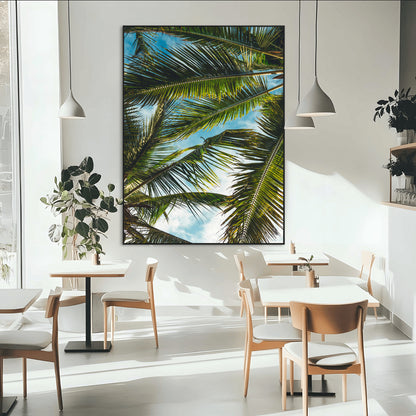 31086560-MGV-CV-24X36-Palm Leaves Wall Art Canvas Print, Framed Tropical Vibes Art Picture Print, Green Foliage Perfect Tropical Boho Decor Artwork