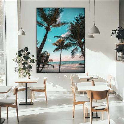 49451039-MGV-CV-24X36-Palm Trees Wall Art Canvas Print, Framed Tropical Beach Art Picture Print, Ocean Breeze Perfect Tropical Coastal Decor Artwork