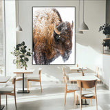 27690436-MGV-CV-24X36-Snowy Buffalo Wall Art Canvas Print, Framed Wildlife Photography Art Picture Print, Rustic Lodge Perfect Rustic Lodge Decor Decor