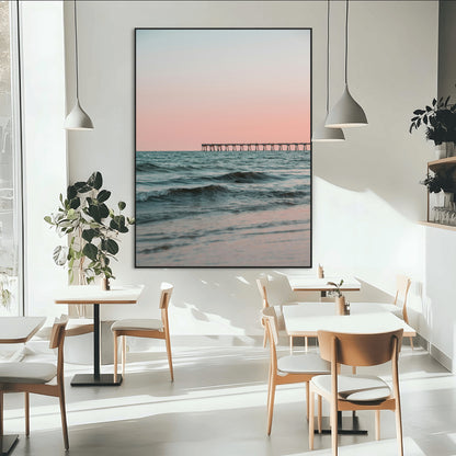 89450227-MGV-CV-24X36-Minimalist Seascape Wall Art Canvas Print, Framed Soft Pastel Sunset Art Picture Print, Tranquil Ocean Perfect Minimalist Coastal
