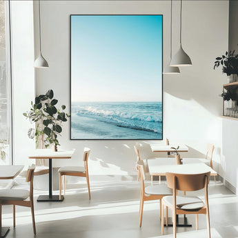 20189712-MGV-CV-24X36-Minimalist Ocean Wall Art Canvas Print, Framed Calm Seascape Art Picture Print, Soft Blue Tones Perfect Coastal Minimalist Decor