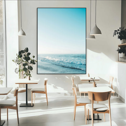 20189712-MGV-CV-24X36-Minimalist Ocean Wall Art Canvas Print, Framed Calm Seascape Art Picture Print, Soft Blue Tones Perfect Coastal Minimalist Decor