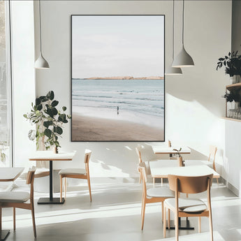 66350373-MGV-CV-24X36-Minimalist Beach Wall Art Canvas Print, Framed Soft Blue Tones Art Picture Print, Tranquil Ocean Perfect Coastal Minimalist Decor