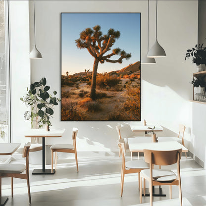 96503558-MGV-CV-24X36-Joshua Tree Wall Art Canvas Print, Framed Desert Sunset Art Picture Print, Golden Hour Light Perfect Southwestern Boho Decor