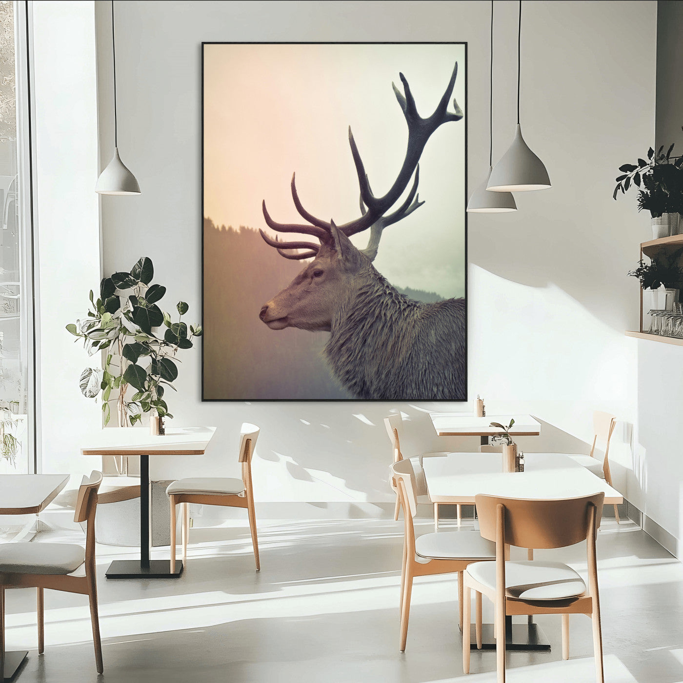 22632976-MGV-CV-24X36-Deer Canvas Print Wall Art Canvas Print, Framed Woodland Animal Decor Art Picture Print, Rustic Lodge Wall Art Perfect Rustic