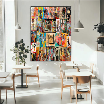 58689-MGV-CV-24X36-Basquiat Style Wall Art Canvas Print, Framed Neo Expressionism Art Picture Print, Street Art Perfect Urban Contemporary Decor