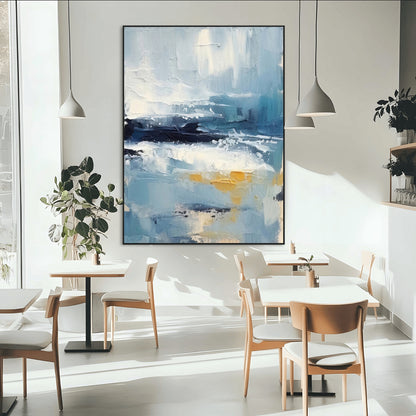 80358-MGV-CV-24X36-Abstract Seascape Wall Art Canvas Print, Framed Coastal Horizon Art Picture Print, Textured Ocean Perfect Minimal Coastal Decor