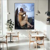 99738-MGV-CV-24X36-Fallen Angel Wall Art Canvas Print, Framed Classical Nude Art Picture Print, Renaissance Style Perfect Classical Moody Decor