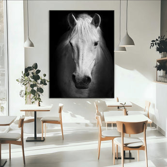 36639-MGV-CV-24X36-Large Wall Art White Horse on Black Background Canvas Print