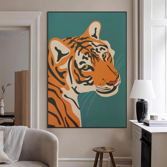 94447-MGV-CV-24X36-Tiger Portrait Wall Art – Bold Wildlife Canvas Print of Fierce Jungle Cat Face, Modern Animal Home Decor for Living Room, Office