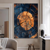 70513247-MGV-CV-24X36-Tree Rings Wall Art Canvas Print, Framed Rustic Texture Art Picture Print, Wood Grain Perfect Rustic Industrial Decor Artwork