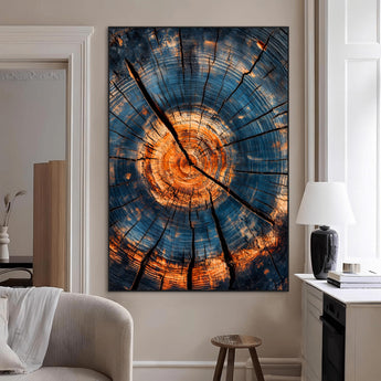 44185164-MGV-CV-24X36-Tree Rings Wall Art Canvas Print, Framed Rustic Texture Art Picture Print, Wood Grain Perfect Rustic Industrial Decor Artwork