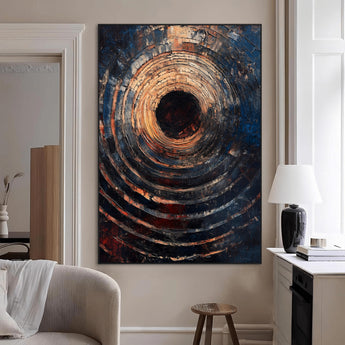 77401573-MGV-CV-24X36-Textured Spiral Wall Art Canvas Print, Framed Abstract Void Art Picture Print, Wooden Vortex Perfect Modern Industrial Decor
