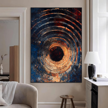 95449028-MGV-CV-24X36-Textured Spiral Wall Art Canvas Print, Framed Abstract Void Art Picture Print, Wooden Vortex Perfect Modern Industrial Decor