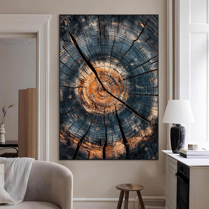 77995348-MGV-CV-24X36-Tree Rings Wall Art Canvas Print, Framed Rustic Wood Art Picture Print, Natural Texture Perfect Rustic Decor Artwork