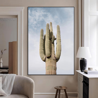44868276-MGV-CV-24X36-Saguaro Cactus Wall Art Canvas Print, Framed Earthy Desert Art Picture Print, Warm Botanical Perfect Southwestern Boho Decor