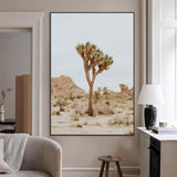 80210318-MGV-CV-24X36-Joshua Tree Wall Art Canvas Print, Framed Desert Minimalism Art Picture Print, Neutral Earth Tones Perfect Southwestern Minimalist